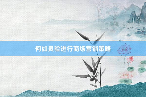何如灵验进行商场营销策略